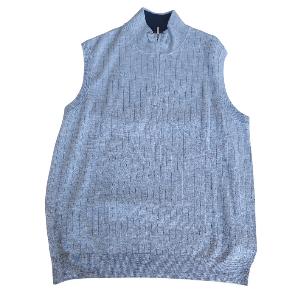 Brooks Brothers Extra Fine Merino Wool 1/4 Zip Sweater Vest Gray Men’s XL